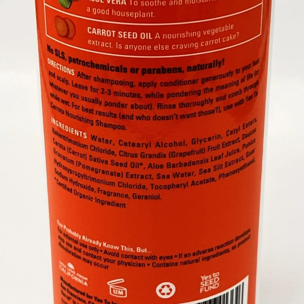 Yes To Carrots Nourishing Conditioner 500 ML /‎ 16.9 Fl Oz Paraben-Free Aloe